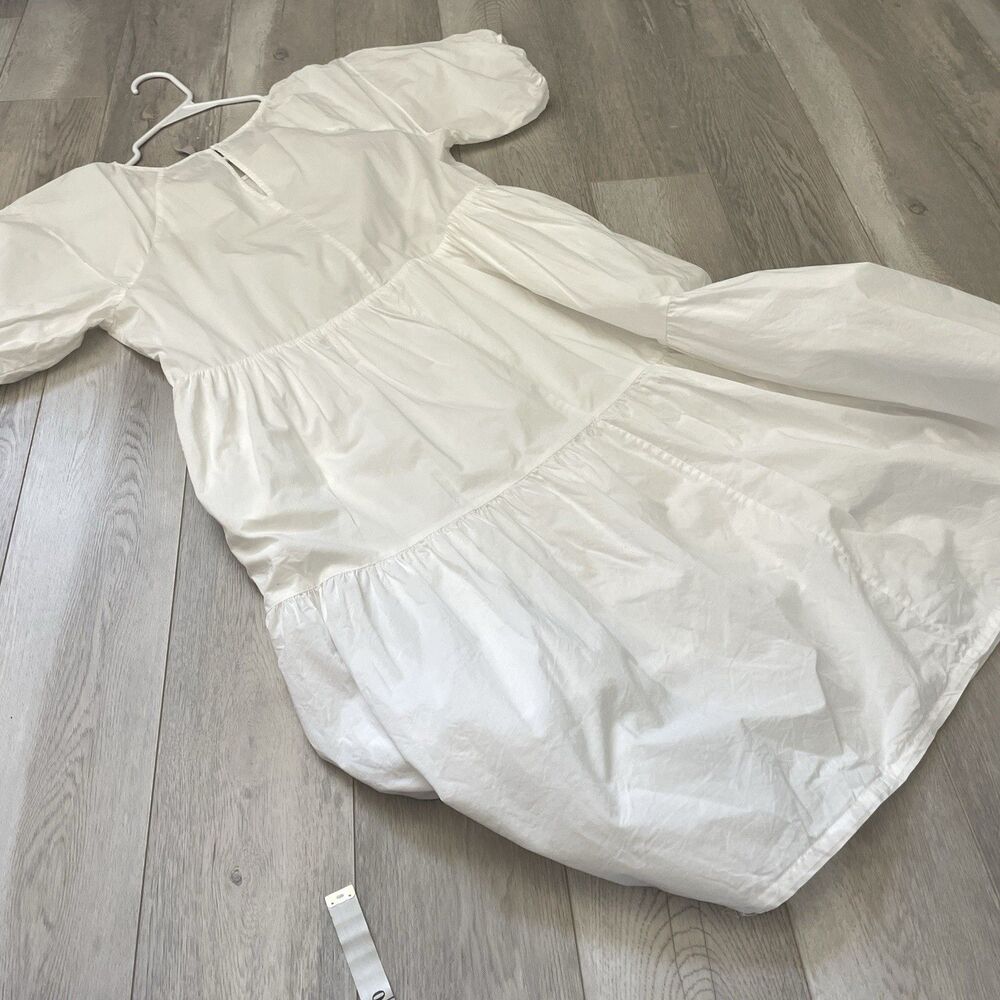 Everlane Tiered Dress cotton midi short sleeve womens White size 6 contemporary - Picture 6 of 8